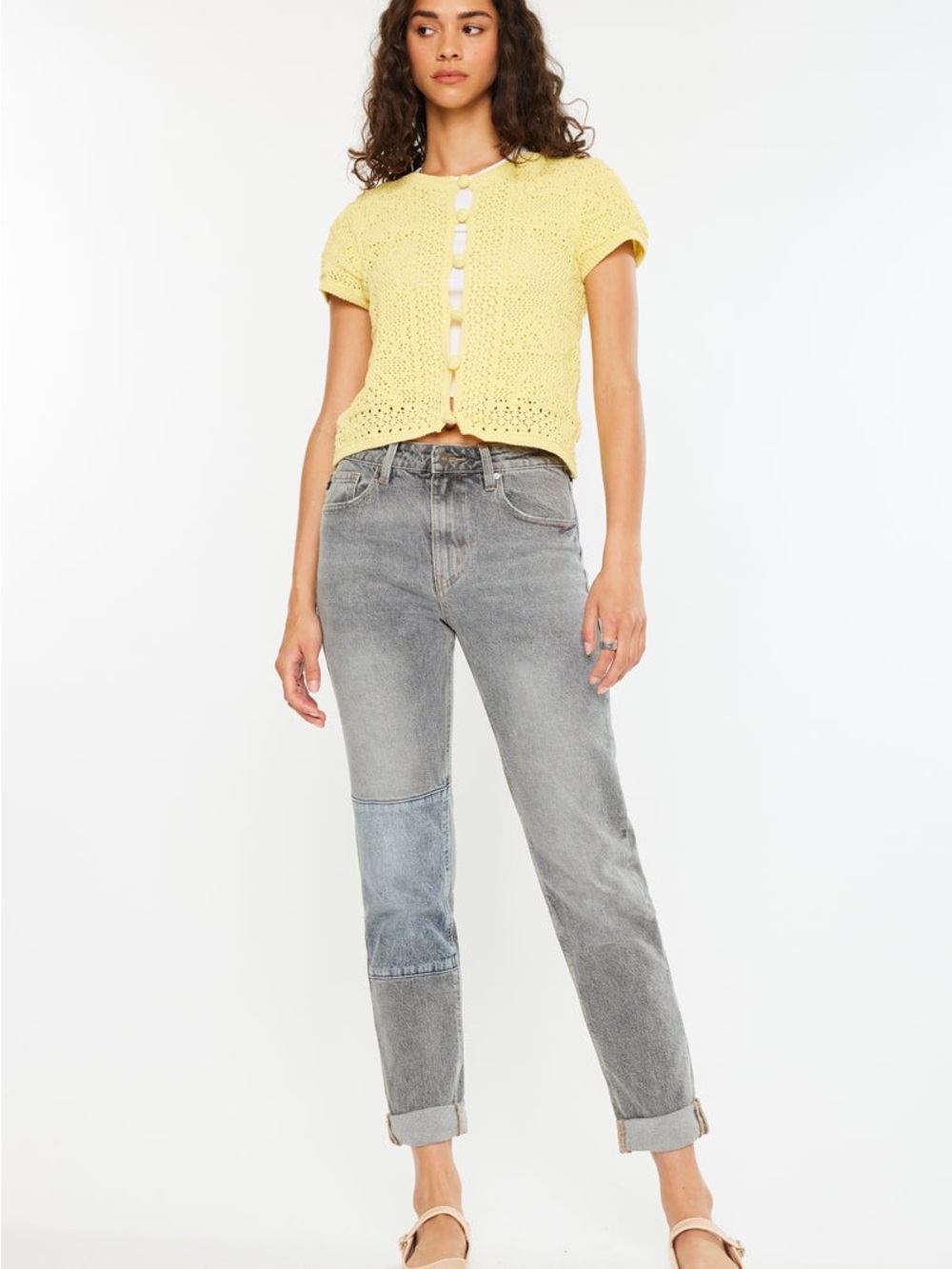 KanCan Frankie High Rise Mom Jeans Faded Gray Wash Size 13/30